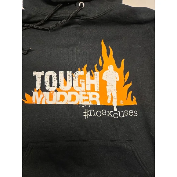 Unisex Tough Mudder Black with Orange Graphic Hoodie Size S - Picture 2 of 5